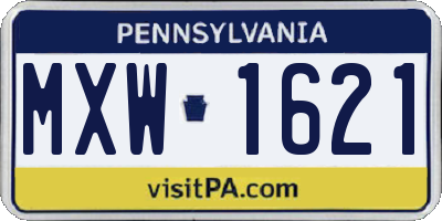 PA license plate MXW1621