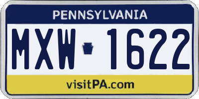 PA license plate MXW1622