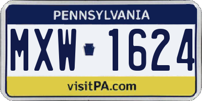 PA license plate MXW1624