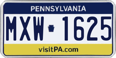PA license plate MXW1625