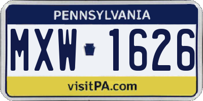 PA license plate MXW1626
