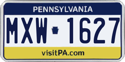 PA license plate MXW1627