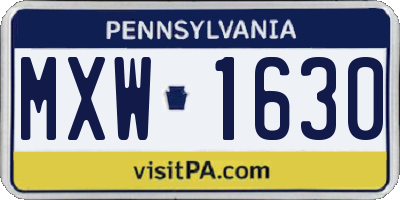 PA license plate MXW1630