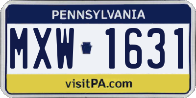 PA license plate MXW1631