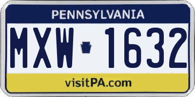 PA license plate MXW1632