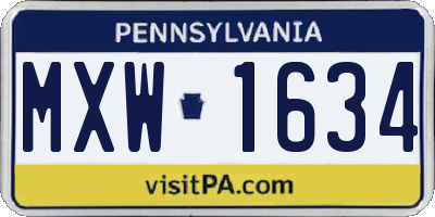 PA license plate MXW1634