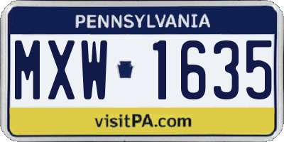 PA license plate MXW1635