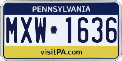PA license plate MXW1636