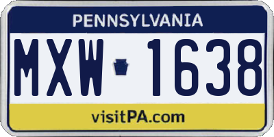 PA license plate MXW1638