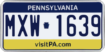 PA license plate MXW1639