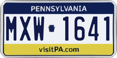 PA license plate MXW1641