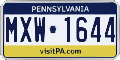 PA license plate MXW1644
