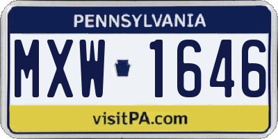 PA license plate MXW1646