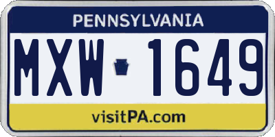 PA license plate MXW1649