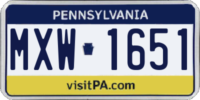 PA license plate MXW1651