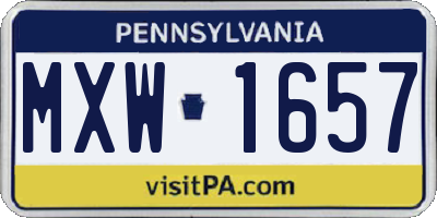 PA license plate MXW1657