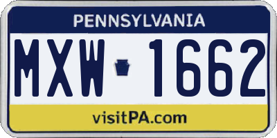 PA license plate MXW1662