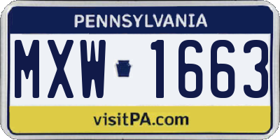 PA license plate MXW1663
