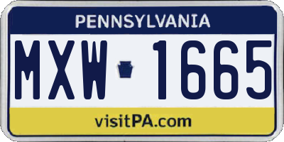 PA license plate MXW1665