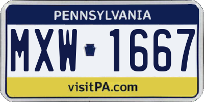 PA license plate MXW1667
