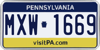 PA license plate MXW1669