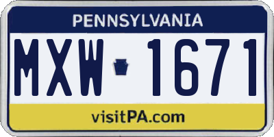 PA license plate MXW1671