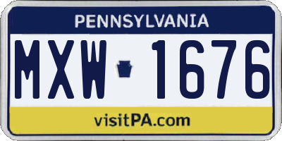 PA license plate MXW1676