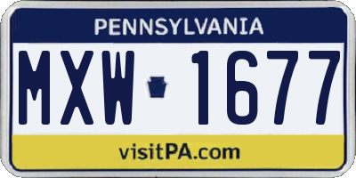 PA license plate MXW1677
