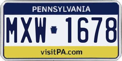 PA license plate MXW1678