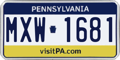 PA license plate MXW1681