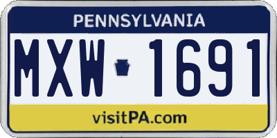 PA license plate MXW1691
