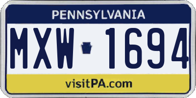PA license plate MXW1694
