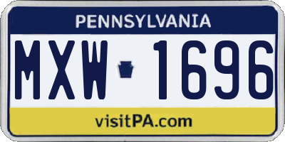 PA license plate MXW1696