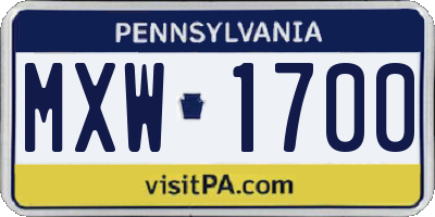 PA license plate MXW1700