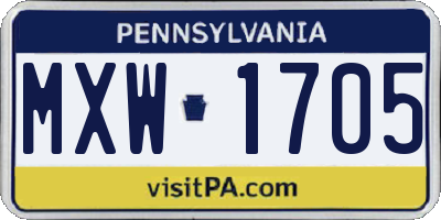 PA license plate MXW1705