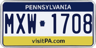 PA license plate MXW1708