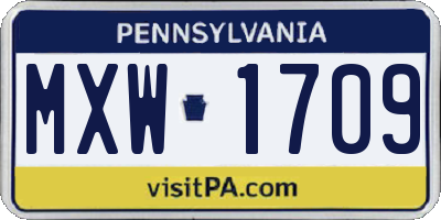 PA license plate MXW1709