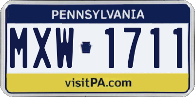 PA license plate MXW1711