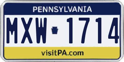 PA license plate MXW1714