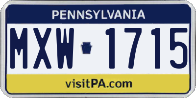 PA license plate MXW1715