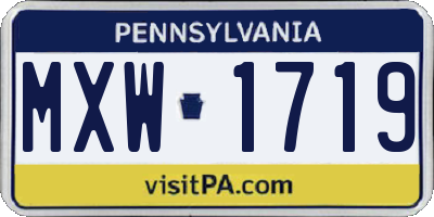 PA license plate MXW1719