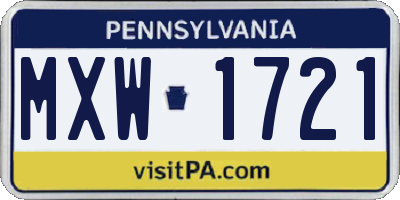 PA license plate MXW1721