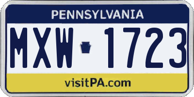 PA license plate MXW1723