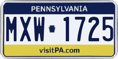 PA license plate MXW1725