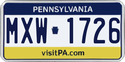 PA license plate MXW1726