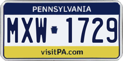 PA license plate MXW1729