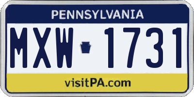 PA license plate MXW1731