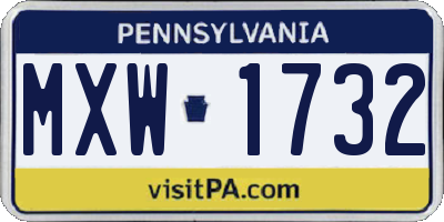 PA license plate MXW1732