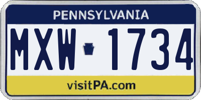PA license plate MXW1734