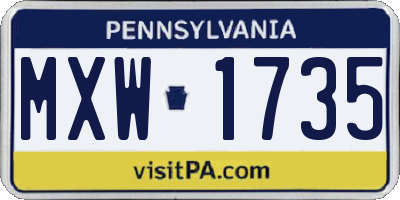PA license plate MXW1735